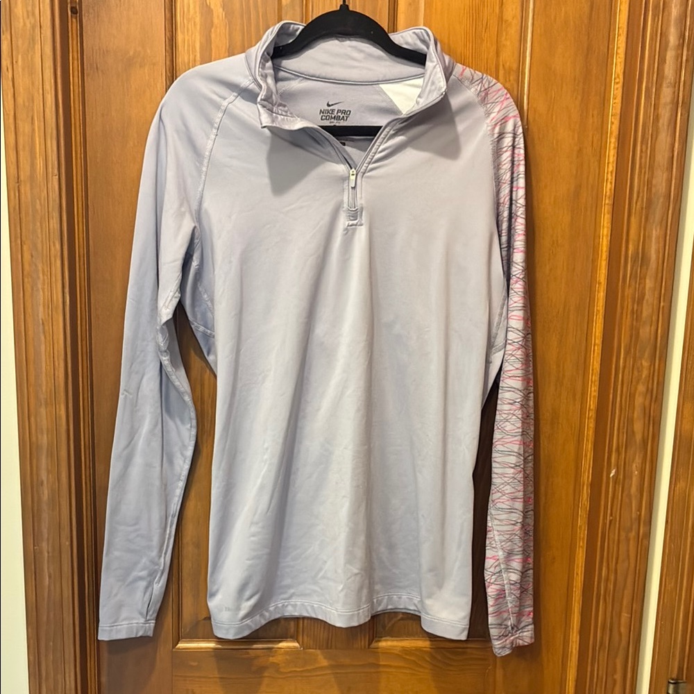 Nike Pro Combat Womens XL Zip Mock Neck Dri Fit Top Purple Running ☀️